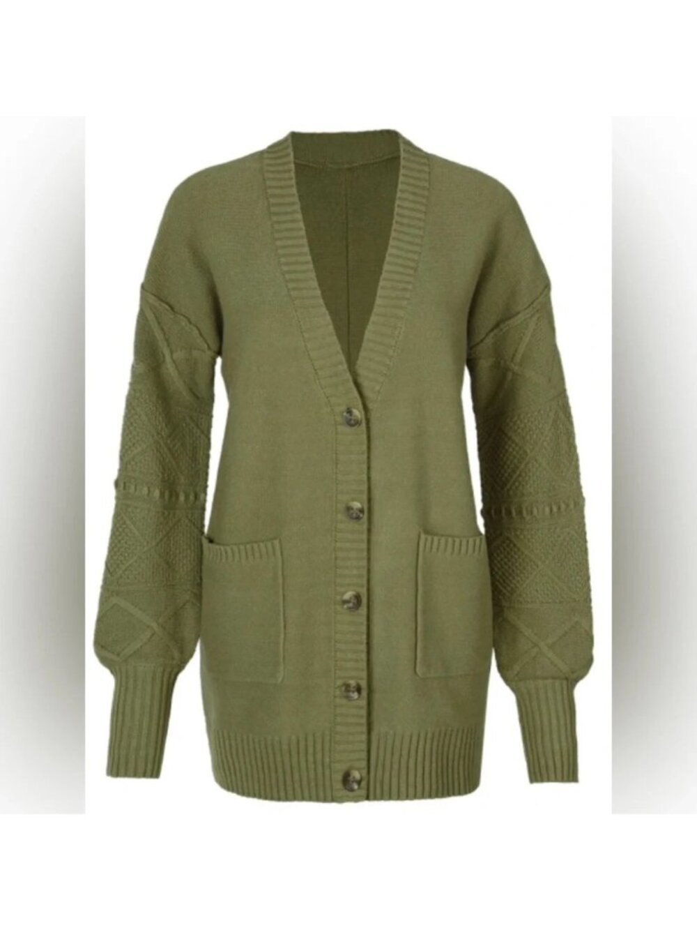 CABI Trinity Stitch Button Cardigan Olive Green Sz XS #4100 EUC